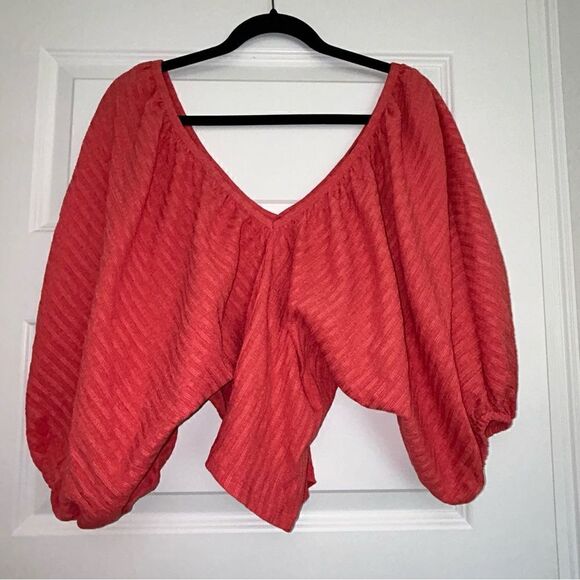 Zara Textured Balloon Puff Sleeve Top - Picture 4 of 11